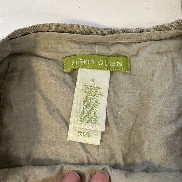 Preowned Sigrid Olsen Tan with Sequins A Line Linen Blend Womens Skirt Size 6 - Picture 3 of 7